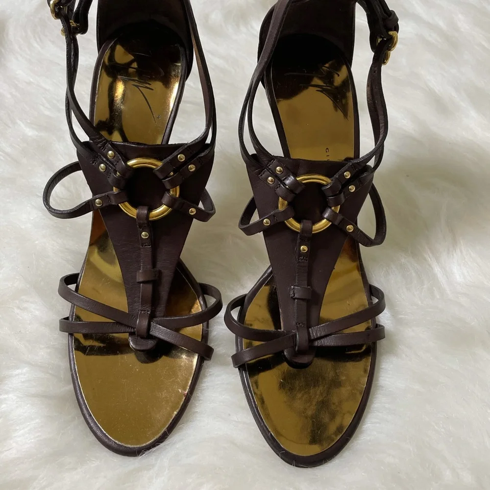 Brown strappy Giuseppe sandals size 36 - Picture 1 of 6